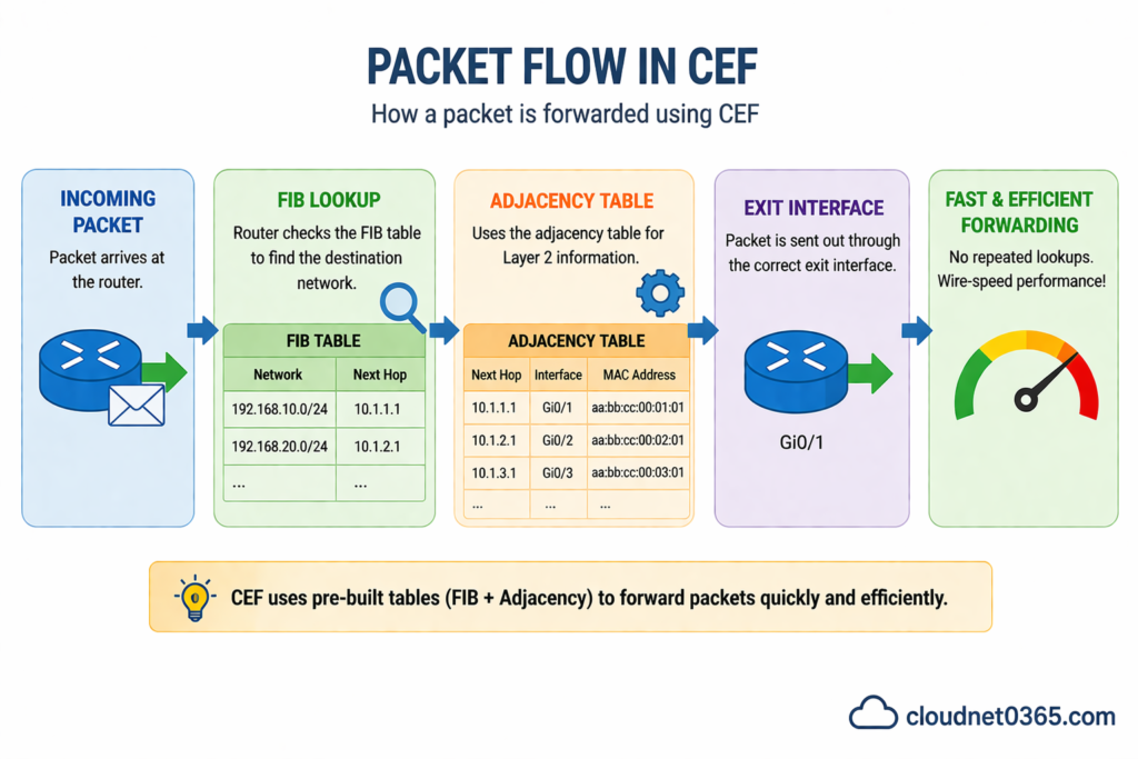Packet forwarding with CEF