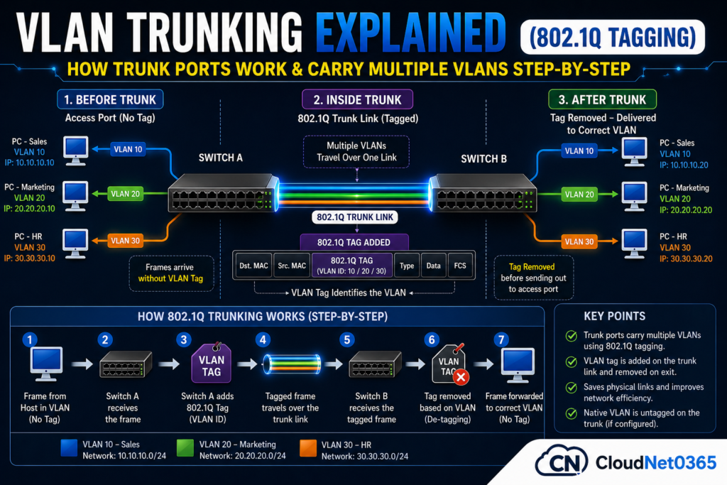 Vlan trunking explained 802.1q tagging diagram
