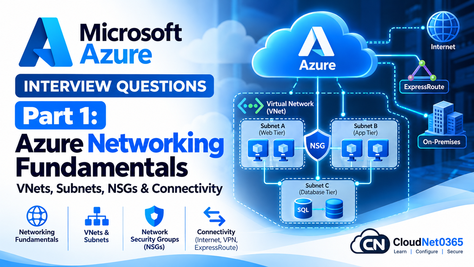 Microsoft Azure Interview Questions – Part 1: Azure Networking Fundamentals, VNets, Subnets, NSGs & Connectivity