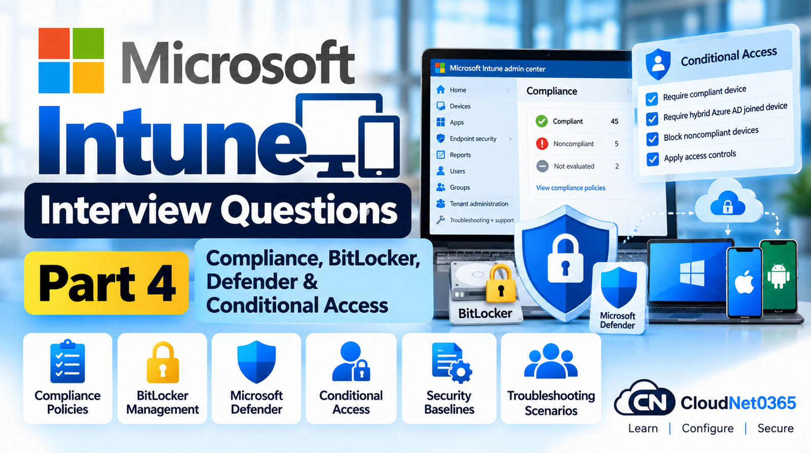 Microsoft Intune Interview Questions – Part 4: Compliance, BitLocker, Defender & Conditional Access