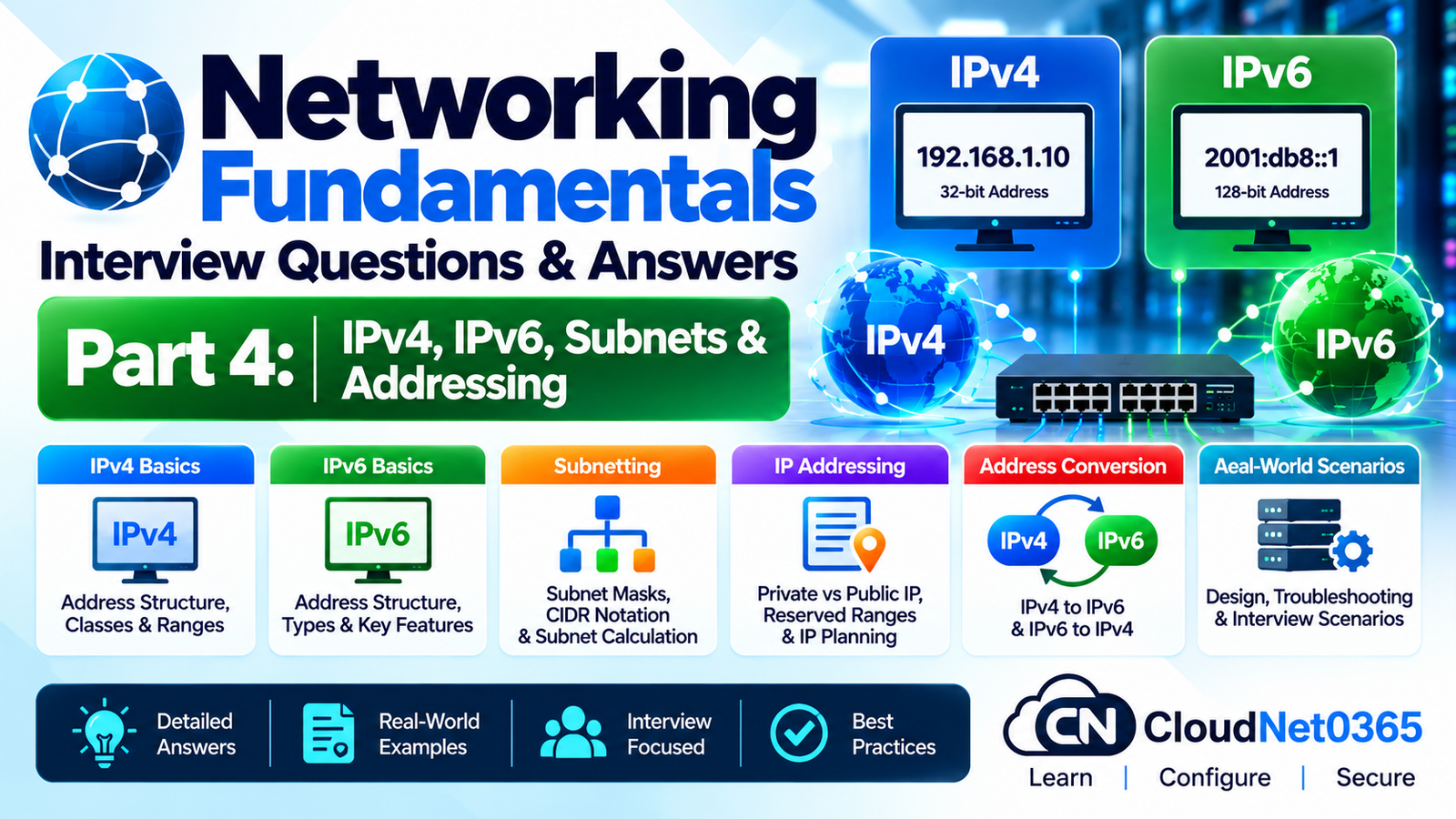 Networking Fundamentals Interview Questions and Answers – Part 4: IPv4, IPv6, Subnets & Addressing