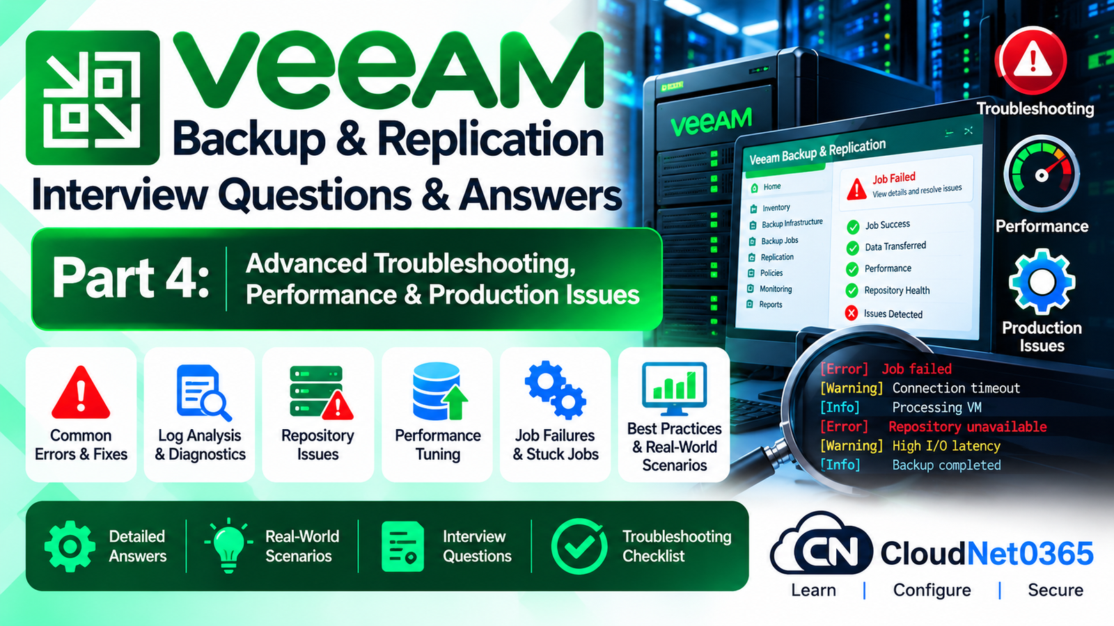 Veeam Backup & Replication Interview Questions & Answers – Part 4: Advanced Troubleshooting, Performance & Production Issues